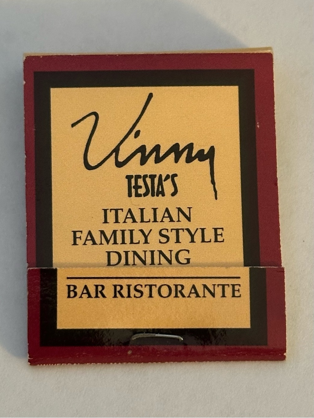 Vintage Matchbook Vinny Testas Italian Restaurant MASS Newton Natick Brookline